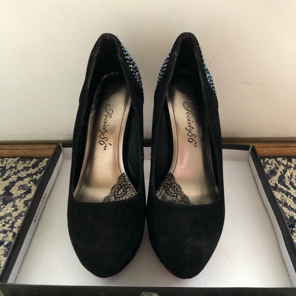 Black and Studded 5” High Heel Pump